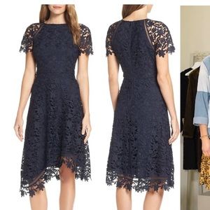 Eliza J Asymmetrical Lace Dress